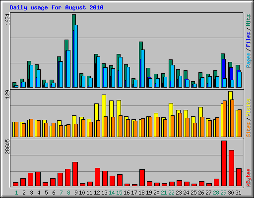 Daily usage for August 2010