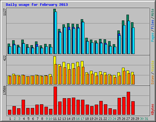 Daily usage for February 2013