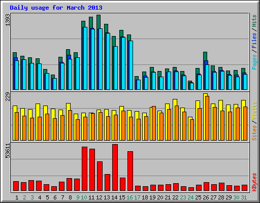 Daily usage for March 2013