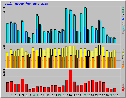 Daily usage for June 2013