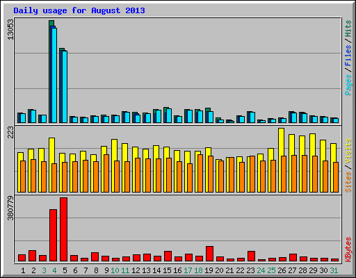 Daily usage for August 2013