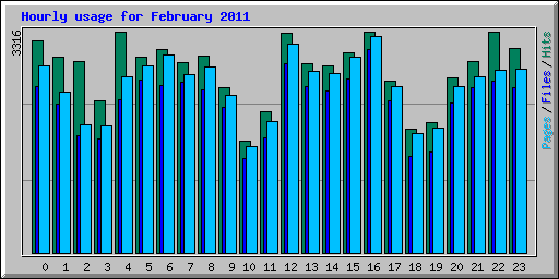 Hourly usage for February 2011