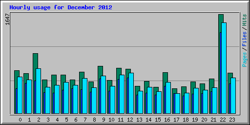 Hourly usage for December 2012